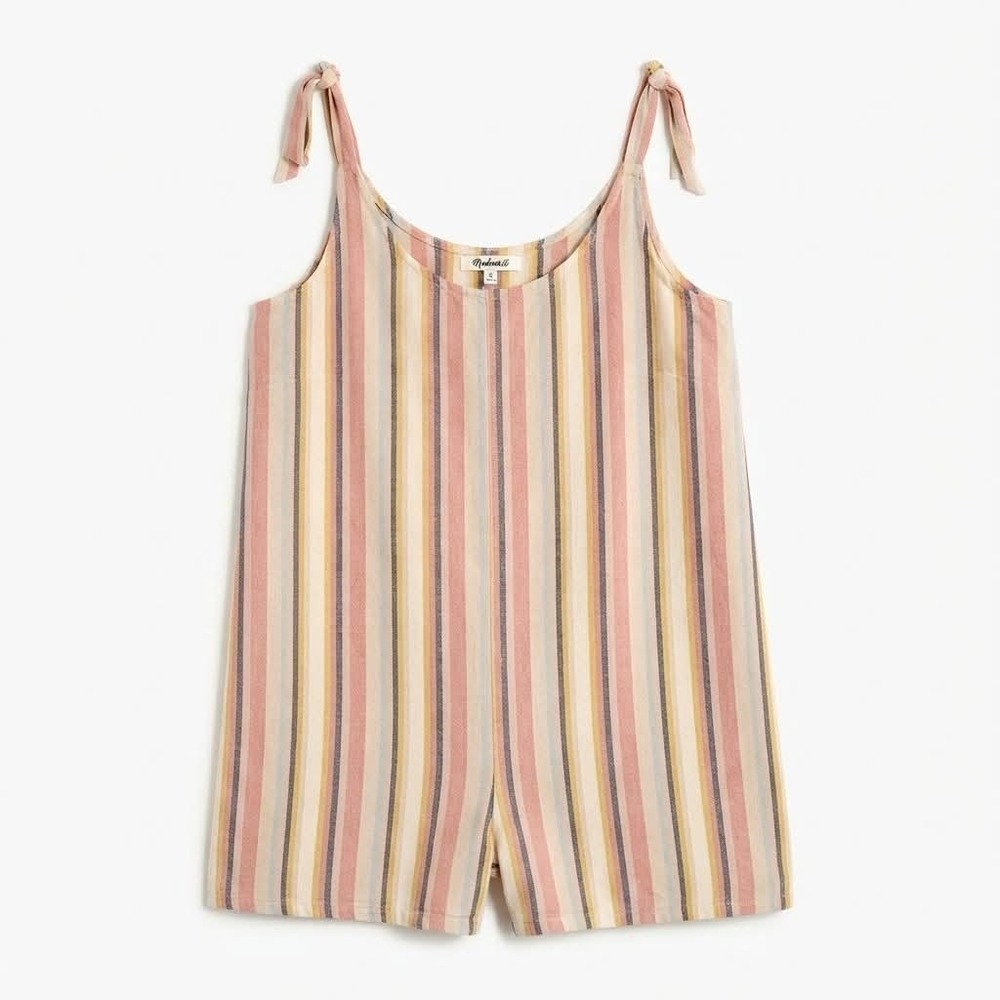 Madewell Rainbow Stripe Tie Strap Cover Up Romper Tank Top Beachy Women's Size M
